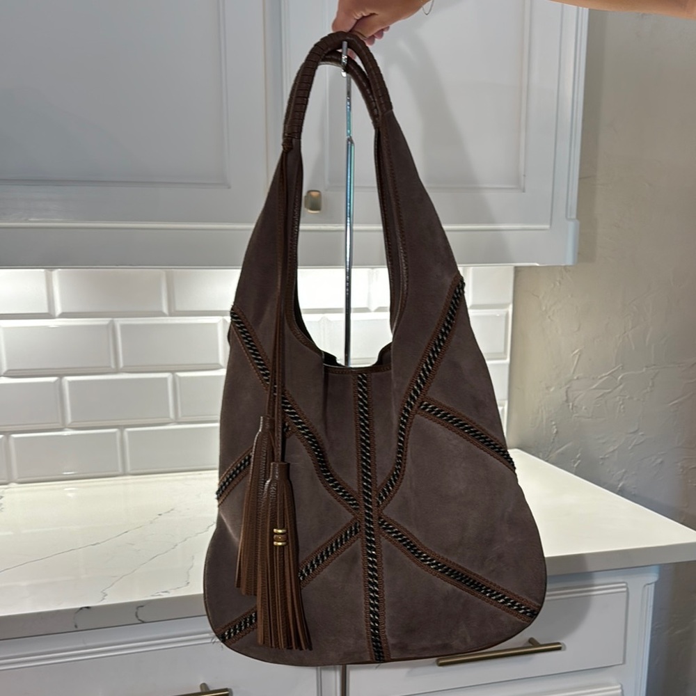 Brown Hobo Bag with Tassel Detail